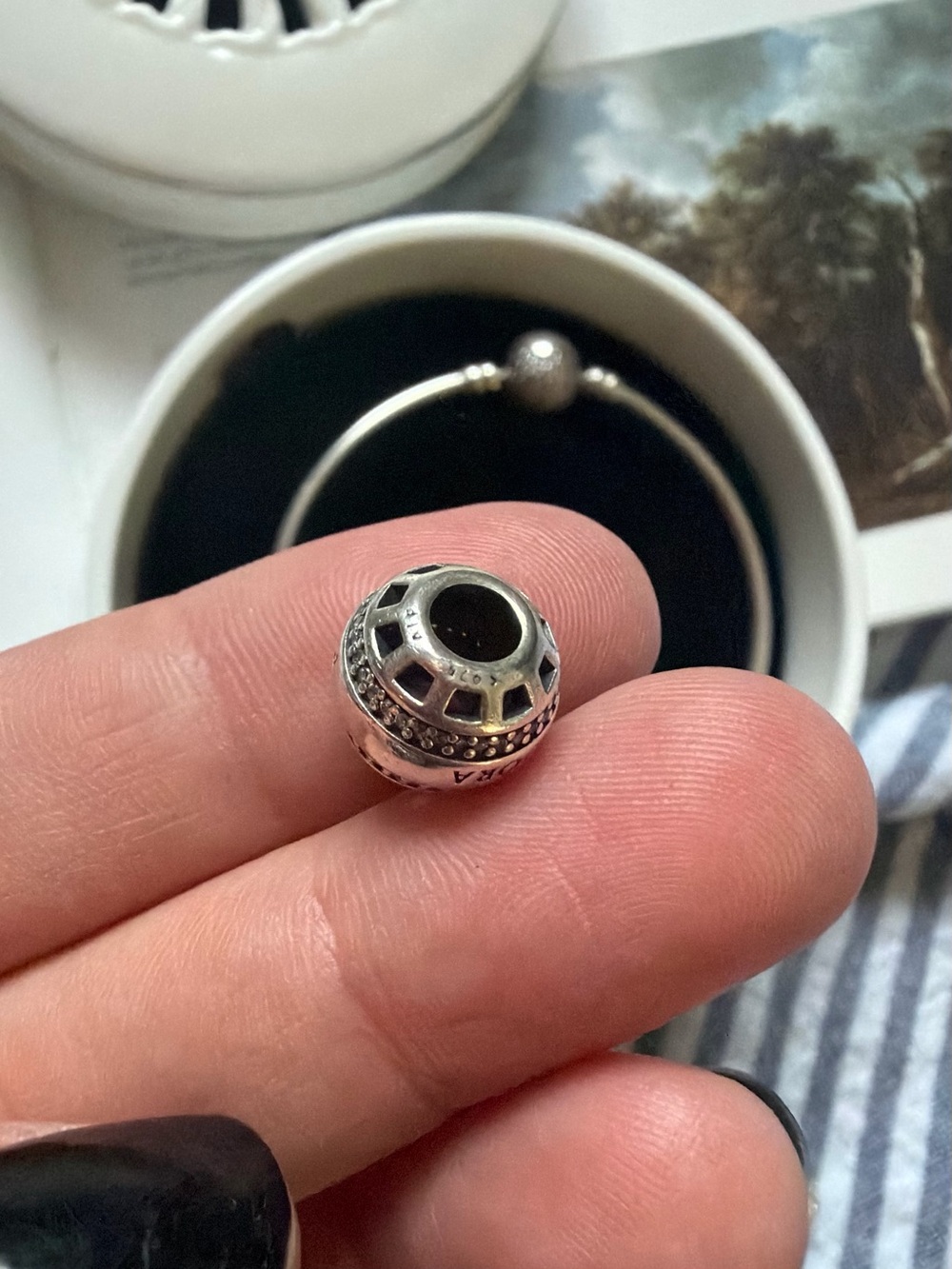 Pandora Silver Pavé Spacer Charm with Crystals